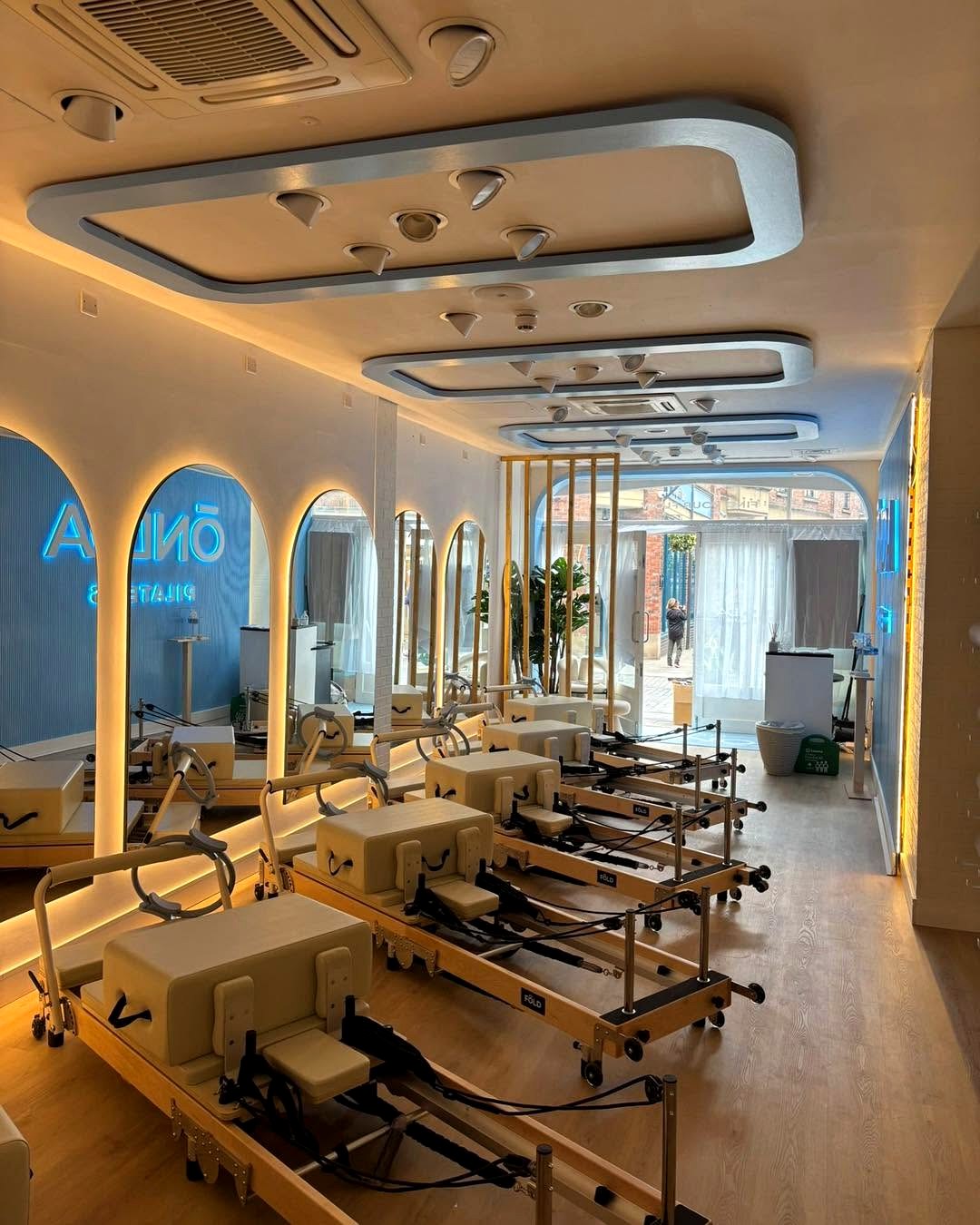 Cove lighting and ceiling fittings in a commercial studio.